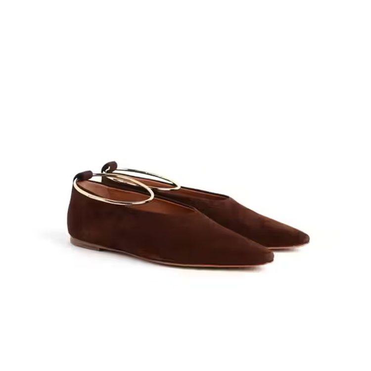 JIL SANDER braon ženske cipele od antilopa sa zlatnom alkom