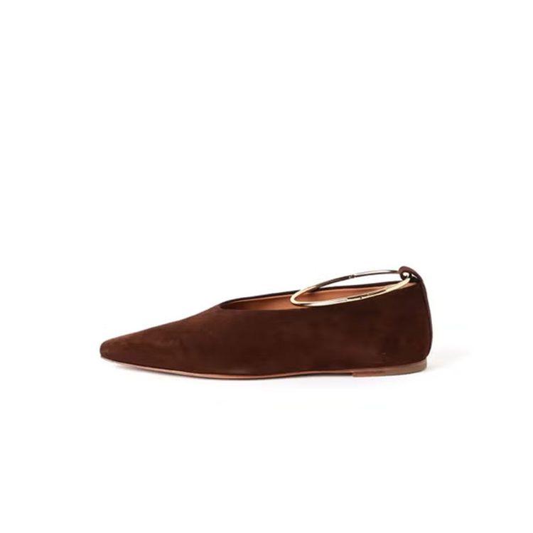 JIL SANDER braon ženske cipele od antilopa sa zlatnom alkom