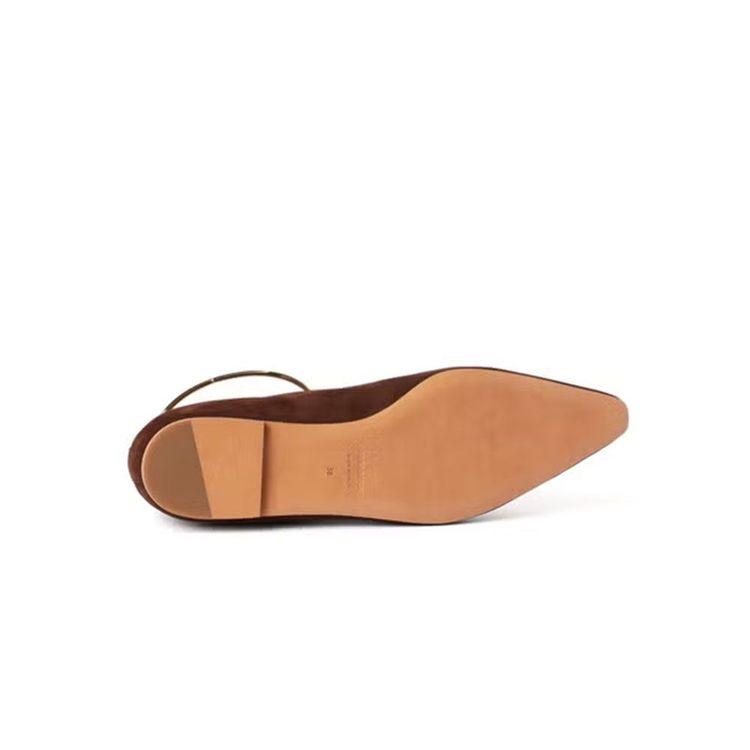 JIL SANDER braon ženske cipele od antilopa sa zlatnom alkom