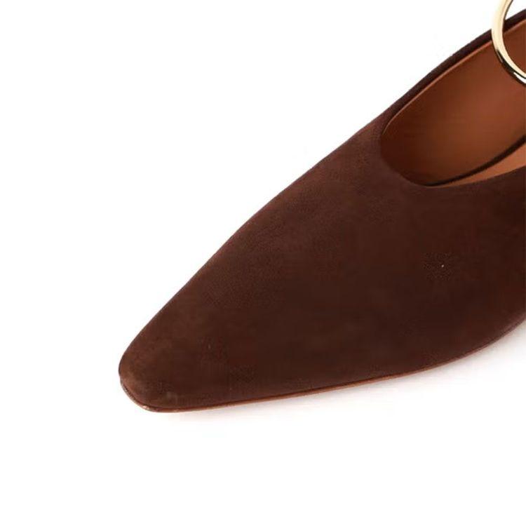 JIL SANDER braon ženske cipele od antilopa sa zlatnom alkom