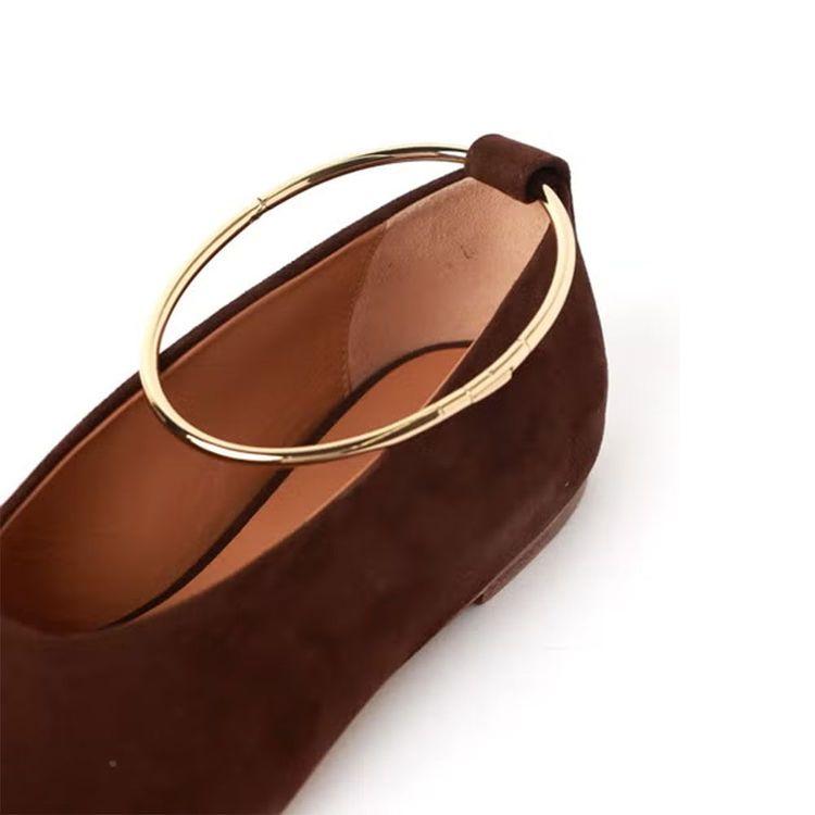 JIL SANDER braon ženske cipele od antilopa sa zlatnom alkom