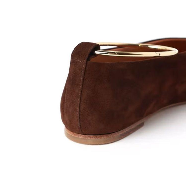 JIL SANDER braon ženske cipele od antilopa sa zlatnom alkom