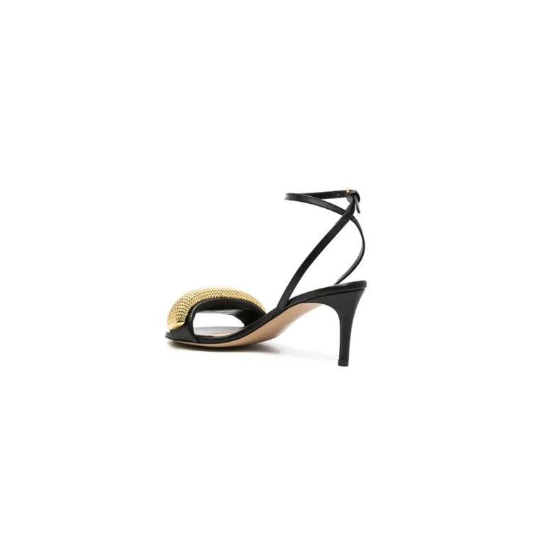 JW ANDERSON crne ženske sandale sa zlatnim detaljem