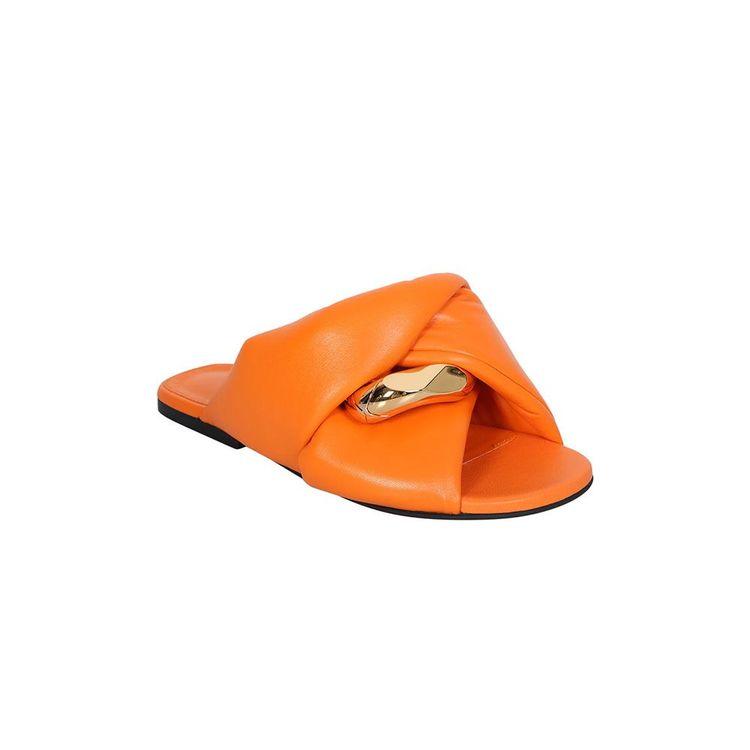 JW ANDERSON narandžaste ženske papuče sa zlatnom alkom