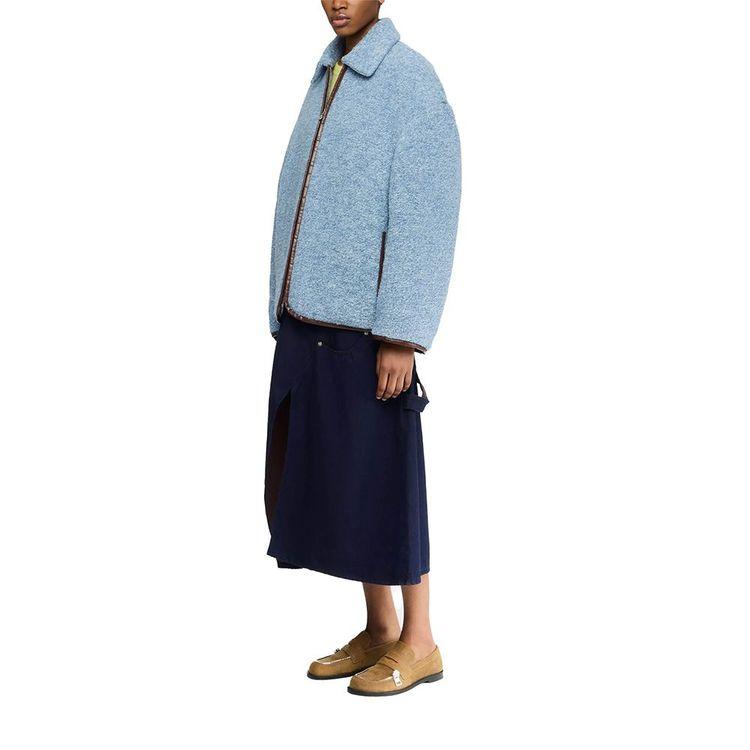 JW ANDERSON svijetlo plava ženska jakna sa kožnim detaljima