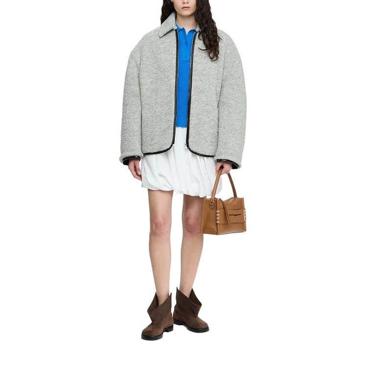 JW ANDERSON svijetlo siva ženska jakna sa kožnim detaljima