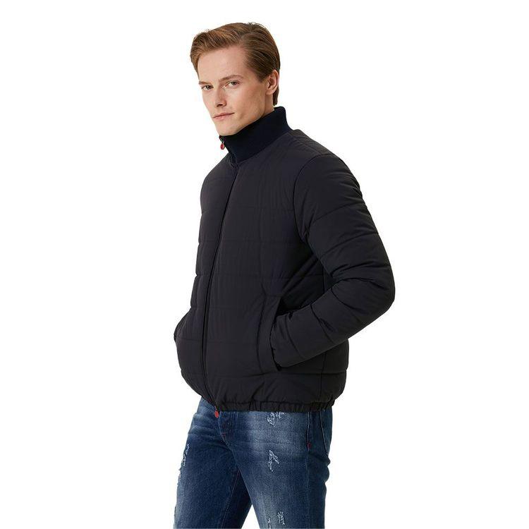 KITON teget muška jakna sa pletenom kragnom