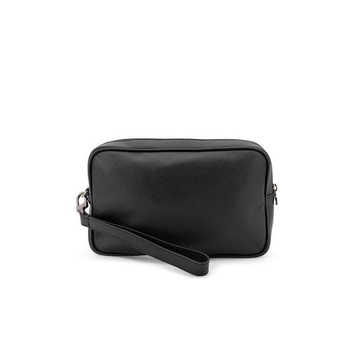 KITON crni muški neseser sa crvenim štepom