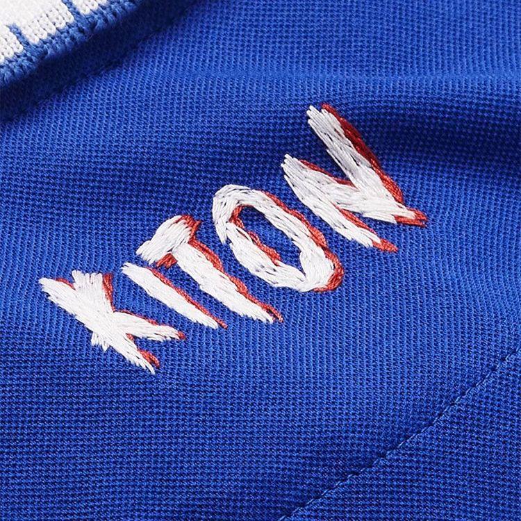 KITON indigo plava polo muška majica sa bijelim okovratnikom i manžetnama