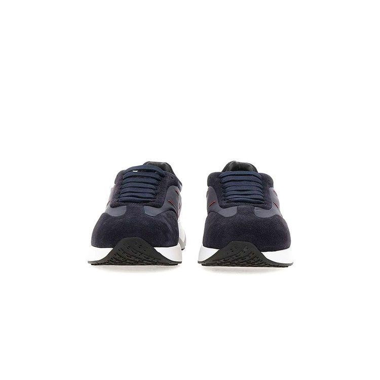 KITON teget muške patike od antilopa sa crvenim štepom 