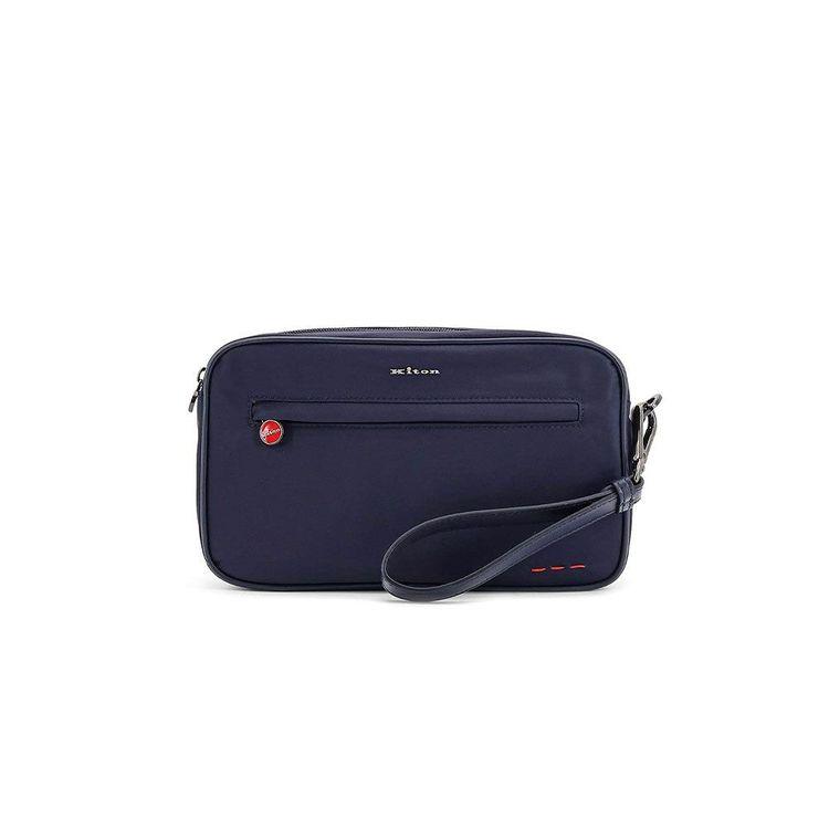 KITON teget muški najlonski neseser sa crvenim štepom