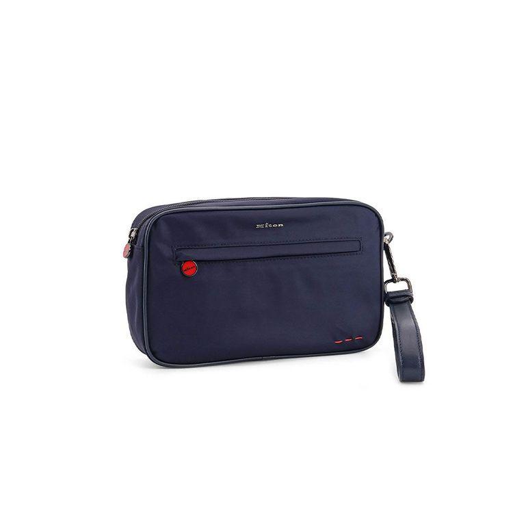 KITON teget muški najlonski neseser sa crvenim štepom