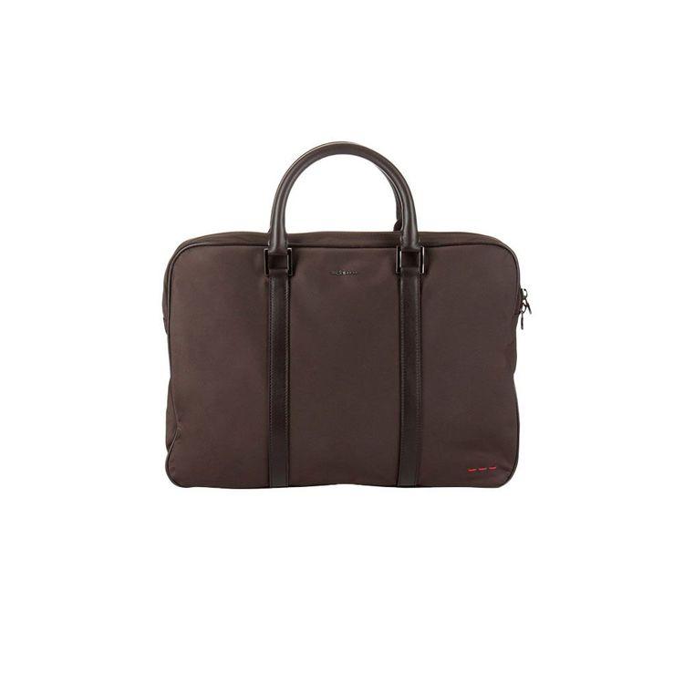 KITON braon muška platnena torba sa kožnim detaljima