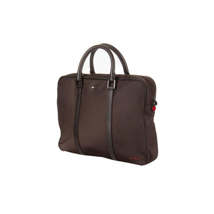 KITON braon muška platnena torba sa kožnim detaljima