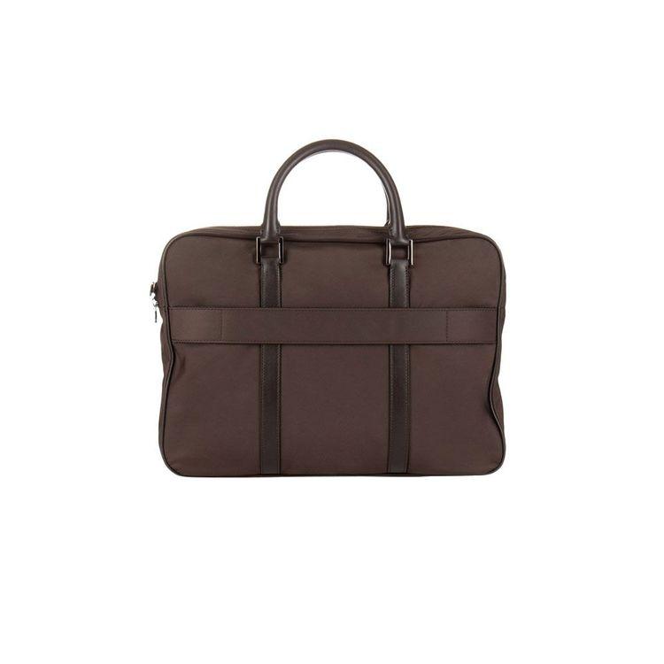 KITON braon muška platnena torba sa kožnim detaljima