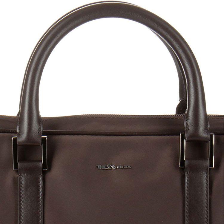 KITON braon muška platnena torba sa kožnim detaljima