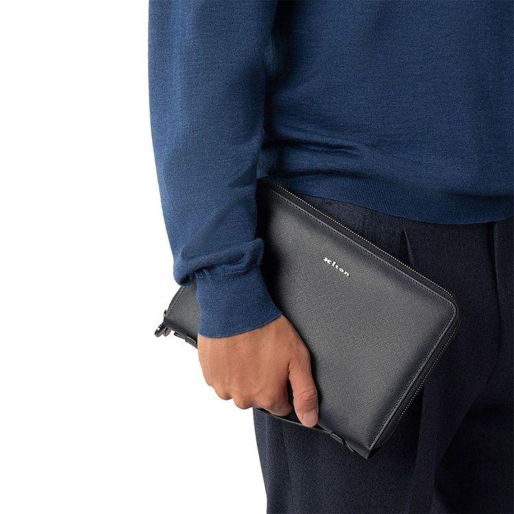 KITON teget muška torba sa dva rajfešlusa