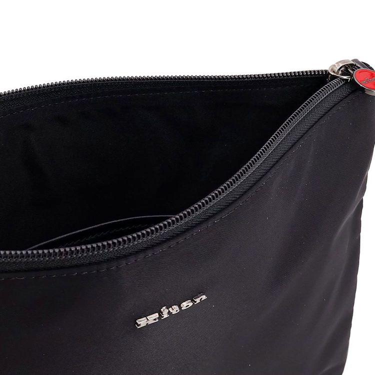 KITON crna muška platnena torba sa crvenim štepom