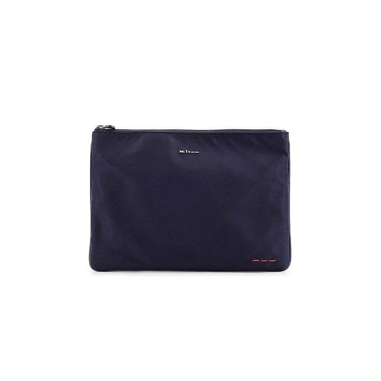 KITON teget muška platnena torba sa crvenim štepom