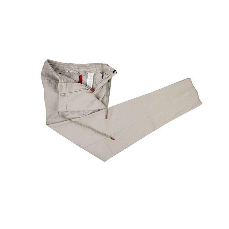 KITON mliječno bijele muške pantalnone sa lastikom u pojasu