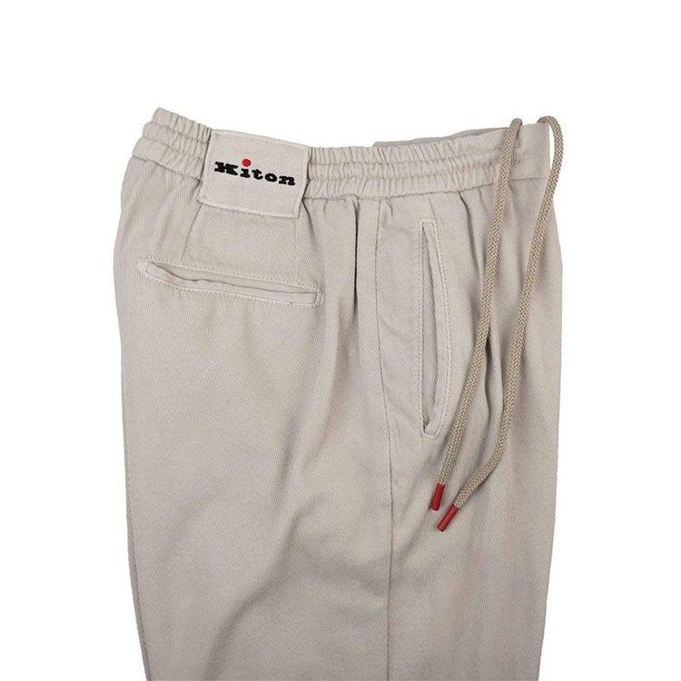 KITON mliječno bijele muške pantalnone sa lastikom u pojasu