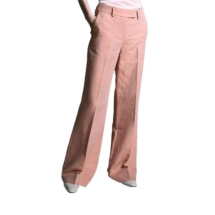 LORENA ANTONIAZZI boja breskve ženske široke lanene pantalone