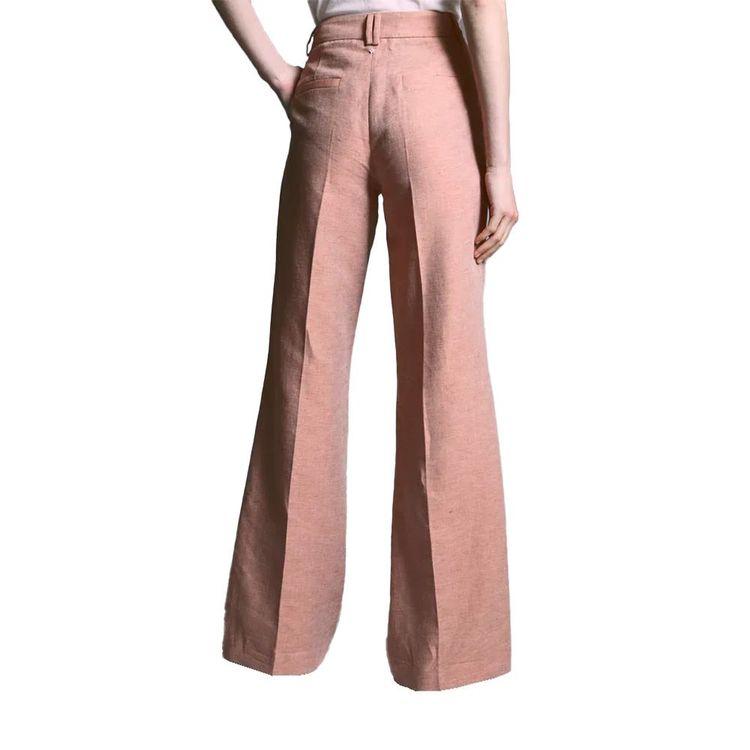 LORENA ANTONIAZZI boja breskve ženske široke lanene pantalone