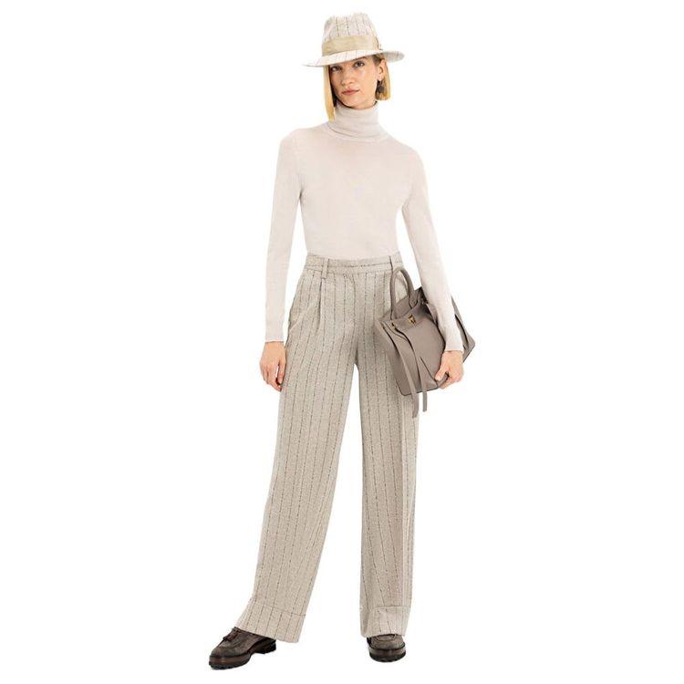 LORENA ANTONIAZZI sive ženske pantalone na pruge