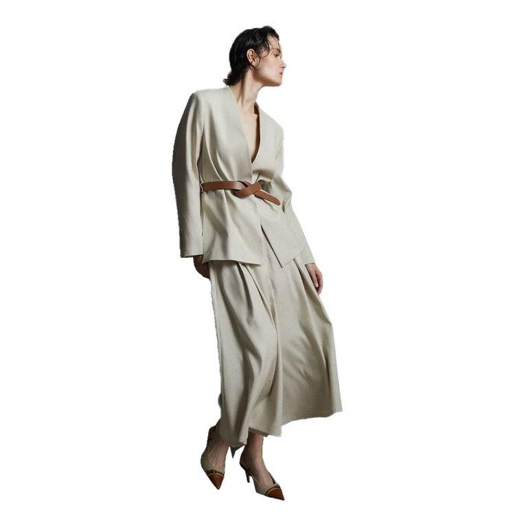 LORENA ANTONIAZZI bež ženske široke pantalone 