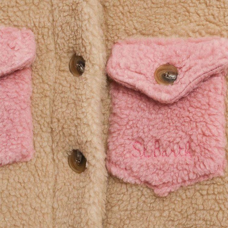 MC2 SAINT BARTH bež dječija jakna sa rozim džepovima