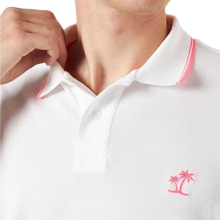 MC2 SAINT BARTH bijela polo muška majica sa fluo-rozim detaljima
