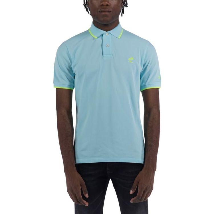 MC2 SAINT BARTH plava polo muška majica sa fluo-žutim detaljima