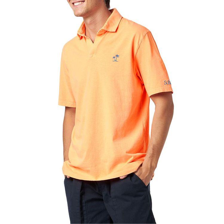 MC2 SAINT BARTH fluo-narandžasta polo muška majica sa izvezenom palmom