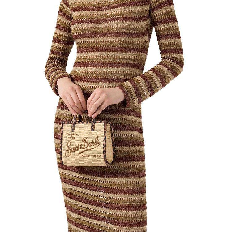 MC2 SAINT BARTH Vivivan bež mini torba sa leopard detaljima