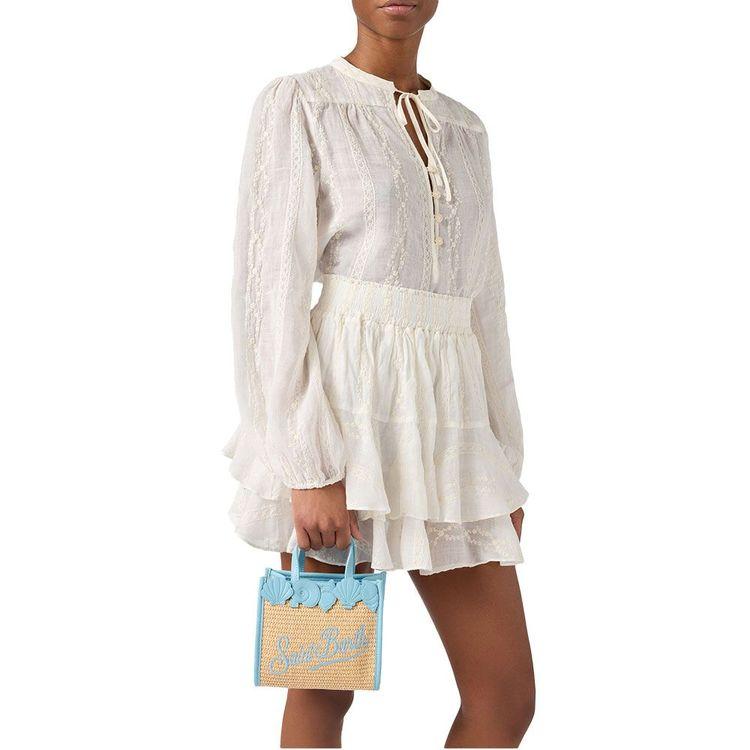 MC2 SAINT BARTH Vivian bež mini torba sa svijetloplavim detaljima