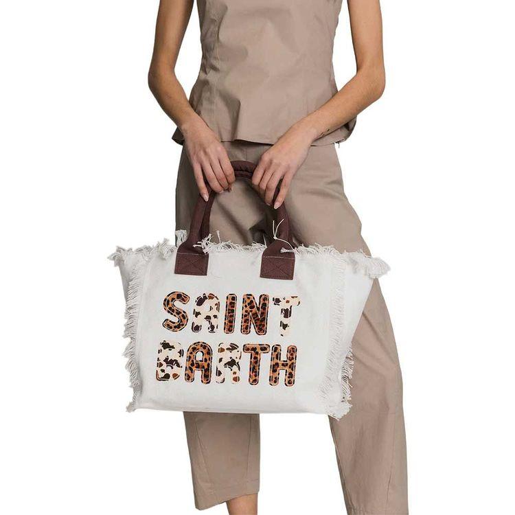 MC2 SAINT BARTH Vanity bijela torba sa animal print ispisom