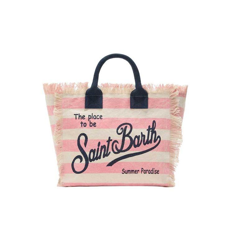 MC2 SAINT BARTH Vanity bež-roza prugasta ženska torba