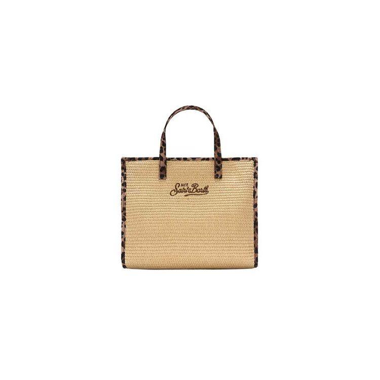 MC2 SAINT BARTH Vivivan bež midi torba sa leopard detaljima
