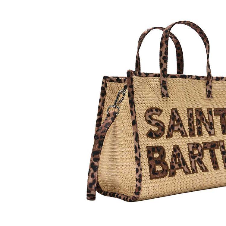MC2 SAINT BARTH Vivivan bež midi torba sa leopard detaljima