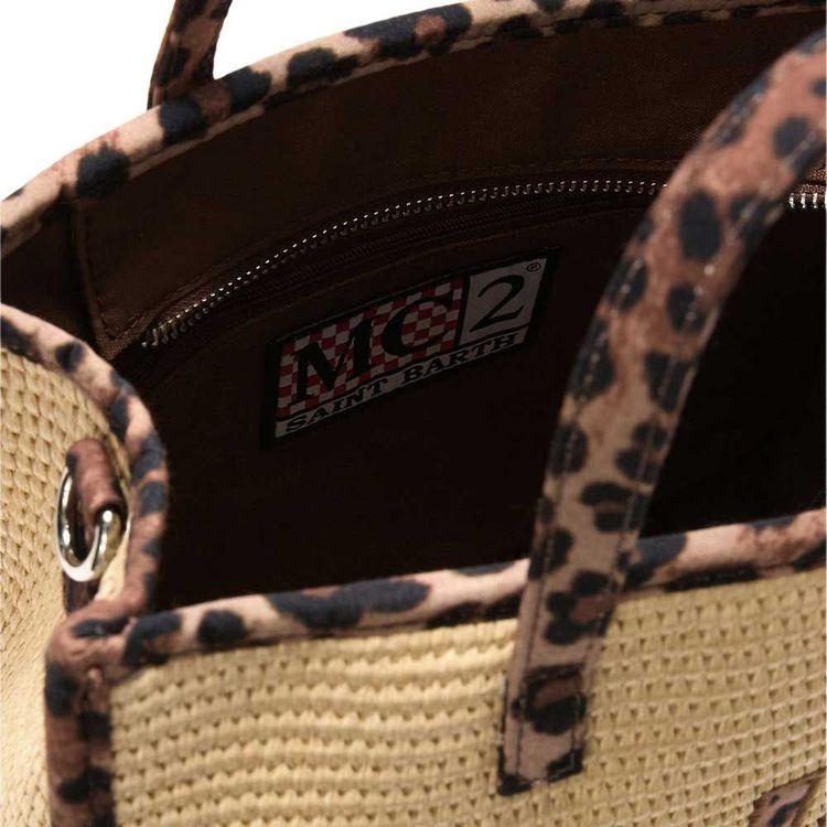 MC2 SAINT BARTH Vivivan bež midi torba sa leopard detaljima