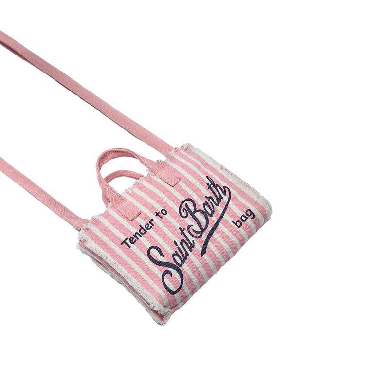 MC2 SAINT BARTH Phone bag roza prugasta lanena tašna