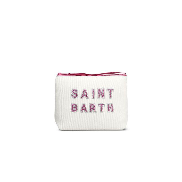 MC2 SAINT BARTH Aline bijeli neseser sa vezenim logotipom od perlica