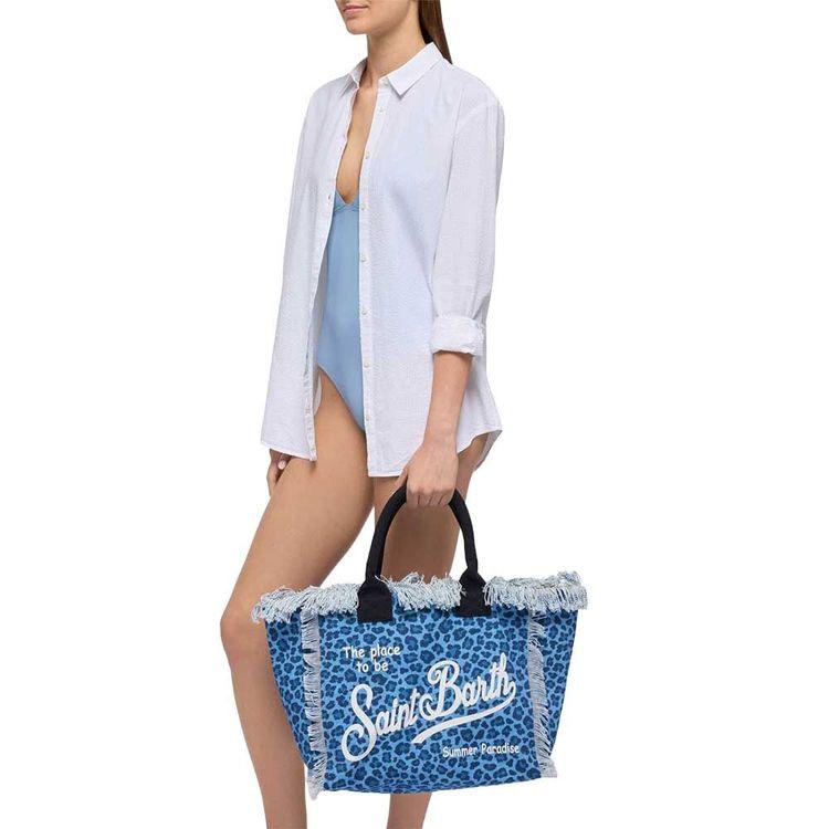 MC2 SAINT BARTH Vanity plava torba sa leopard printom