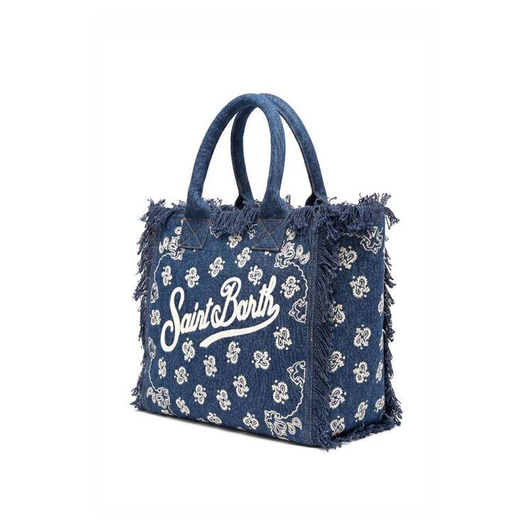 MC2 SAINT BARTH Vanity denim ženska platnena torba sa vezenim bandana motivima i logom
