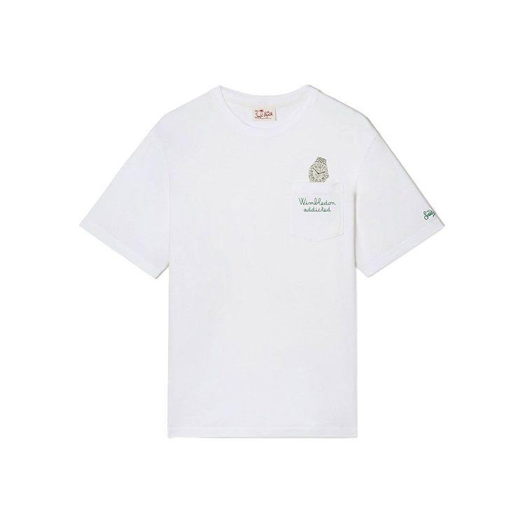 MC2 SAINT BARTH bijela muška majica sa "Wimbledon Addicted" vezom
