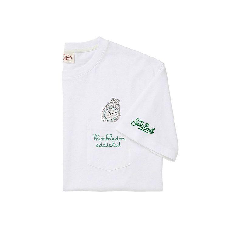 MC2 SAINT BARTH bijela muška majica sa "Wimbledon Addicted" vezom