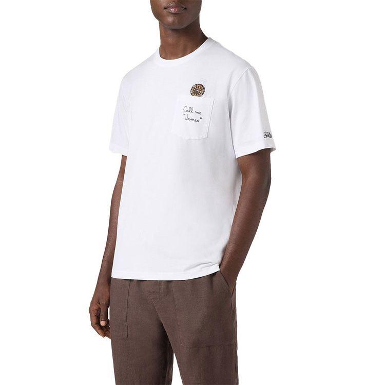 MC2 SAINT BARTH bijela muška majica sa "Call Me James" vezom