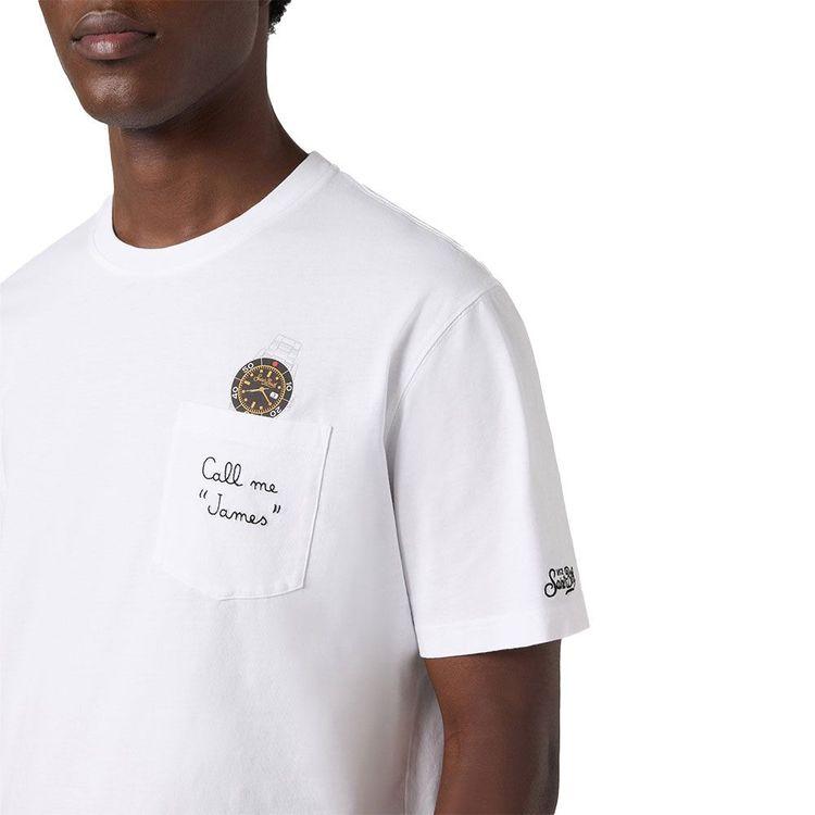 MC2 SAINT BARTH bijela muška majica sa "Call Me James" vezom