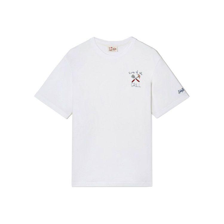 MC2 SAINT BARTH Portofino bijela muška majica sa "King Of The Grill" vezom