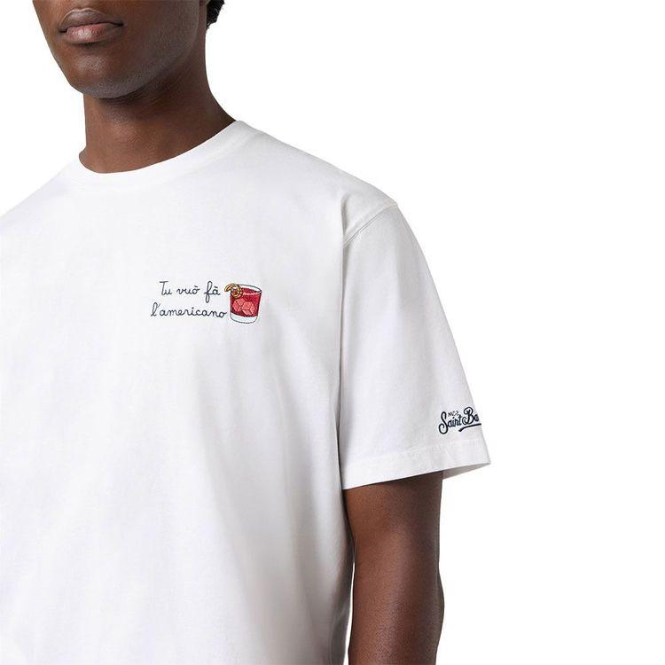 MC2 SAINT BARTH bijela muška majica sa "Tu Vuò Fà L'americano" vezom